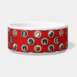 VICTORIAN ENAMELS /MINIATURE DOG PORTRAITS Red  Bowl<br><div class="desc">Digital collage by Bulgan Lumini (c) with Victorian dog portraits Enamel miniatures by William Essex (1784-1869). Dog Portraits :Tricolor Spaniel,  Bloodhound , Newfoundland,  West Highland Terrier, Pinch, Bulldog,  Irish greyhound, Bull Terrier, 
Fox Terrier</div>