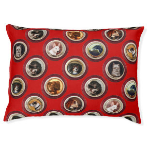 VICTORIAN ENAMELS /MINIATURE DOG PORTRAITS Red  Pet Bed