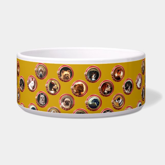 VICTORIAN ENAMELS /MINIATURE DOG PORTRAITS Yellow Bowl (Right)