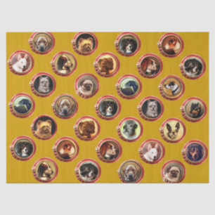 VICTORIAN ENAMELS /MINIATURE DOG PORTRAITS Yellow Tissue Paper