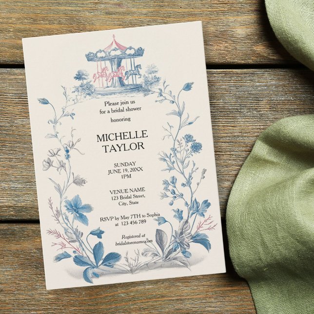 Victorian Enchanted Garden Elegant Carousel Bridal Invitation (Victorian Enchanted Garden Elegant Carousel Bridal Invitation)