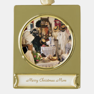 VICTORIAN ENGLAND GOLD PLATED BANNER ORNAMENT