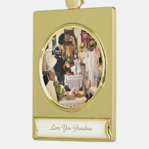 VICTORIAN ENGLAND GOLD PLATED BANNER ORNAMENT