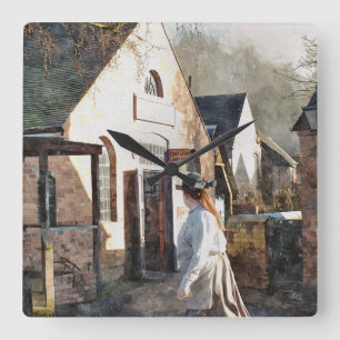 VICTORIAN ENGLAND SQUARE WALL CLOCK