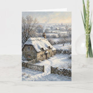 Victorian English Cottage Christmas Morning Card