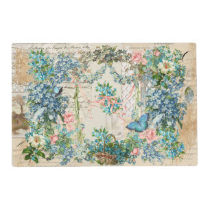 Victorian Ephemeral Forget-Me-Not Collage 2 Placemat