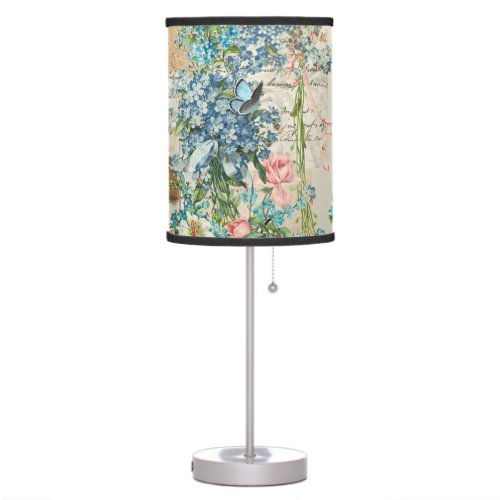 Victorian Ephemeral Forget_Me_Not Collage 2  Table Lamp