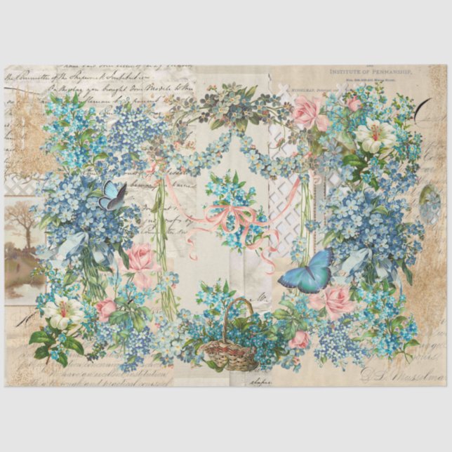 Victorian Ephemeral Forget-Me-Not Collage 2 Tissue Paper (Front)