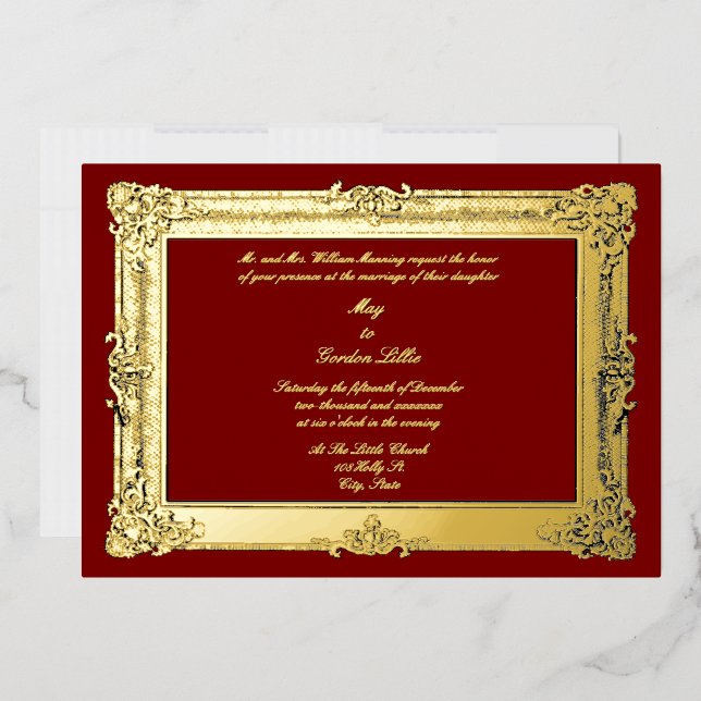 Victorian Era 1844 Baroque Rococo Style Frame Foil Invitation (Envelope)