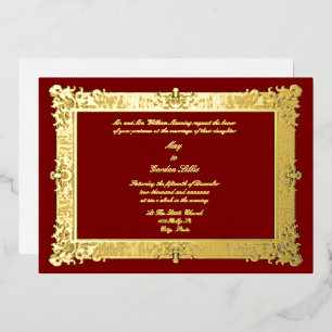 Victorian Era 1845 Baroque Rococo Style Frame Foil Invitation