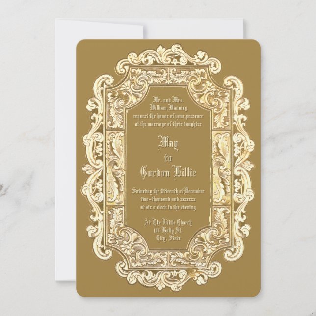 Victorian Era 1850 Scroll Border Wedding Invitation (Front)