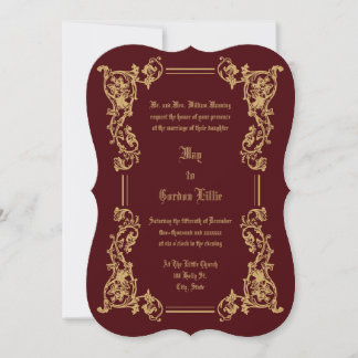 Victorian Era 1851 Elegant Floral Border Wedding Invitation