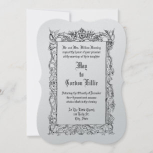 Victorian Era 1860 Doves On Floral Border Wedding Invitation