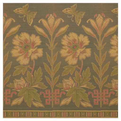 Victorian Era 1870 Butterflies & Flowers Pattern Fabric
