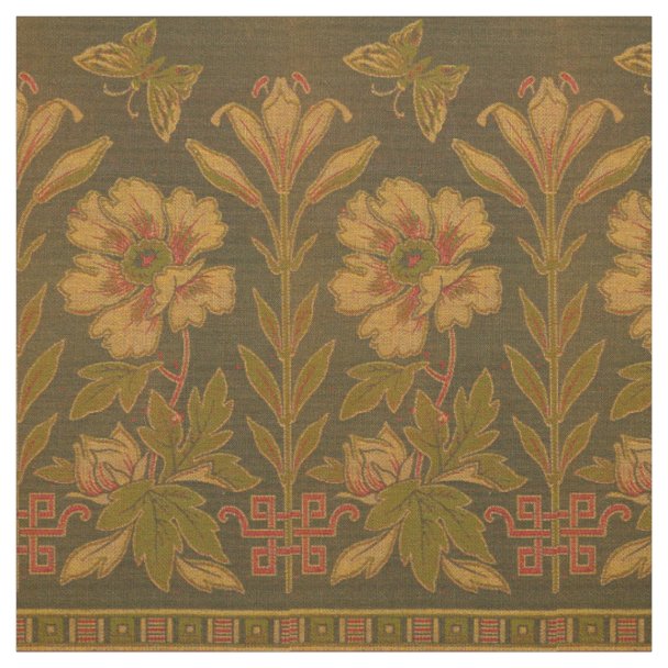 Vintage Victorian Era 1875 Floral Pattern Fabric | Zazzle