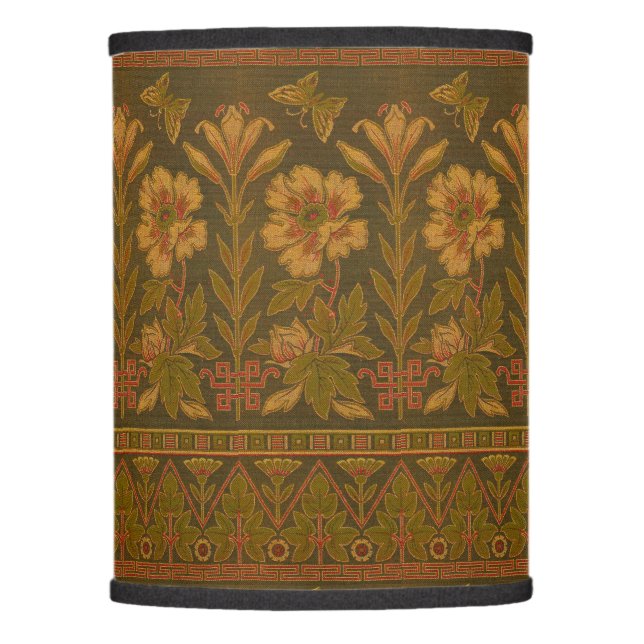 Victorian Era 1870 Butterflies & Flowers Pattern Lamp Shade (Front)