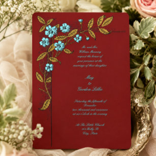 Victorian Era 1896 Botanical Floral Vine Wedding Invitation