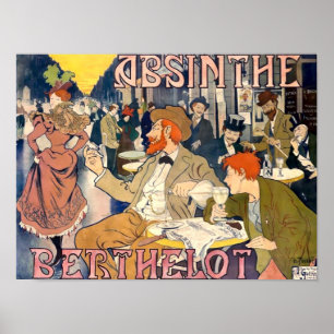 Victorian Era 1898 Art Nouveau Absinthe Ad Poster
