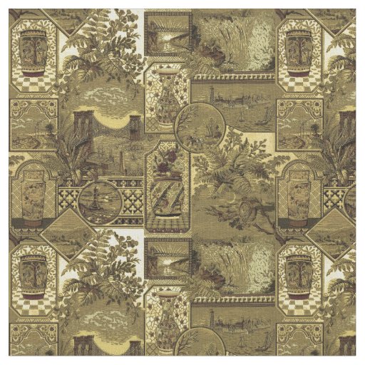 Victorian Era Anglo-Japanese Style Owls Pattern Fabric