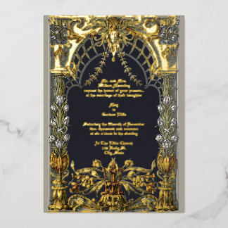 Victorian Era Art Nouveau Altar by Anton Seder Foil Invitation