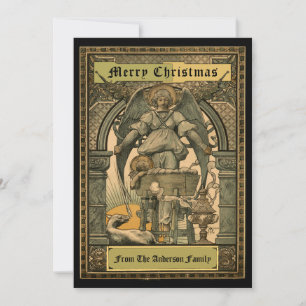 Victorian Era Art Nouveau Christmas Nativity 1889 Holiday Card