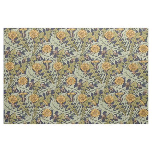 Victorian Era Art Nouveau Dandelion Flower Pattern Fabric