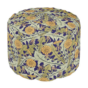 Victorian Era Art Nouveau Dandelion Flower Pattern Pouf