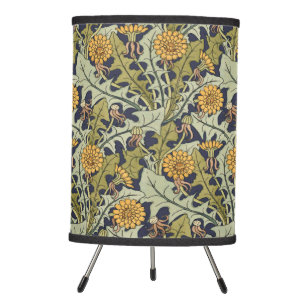 Victorian Era Art Nouveau Dandelion Flower Pattern Tripod Lamp
