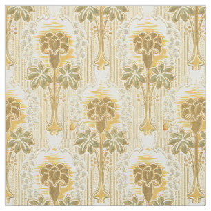 Victorian Era Art Nouveau Flower Pattern Fabric