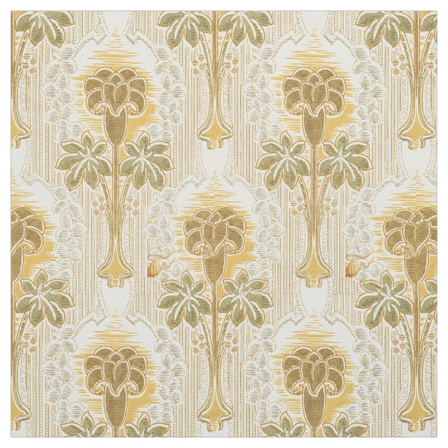 Victorian Era Art Nouveau Flower Pattern Fabric (Swatch)