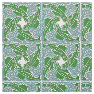 Victorian Era Art Nouveau Four Fish Pattern Fabric