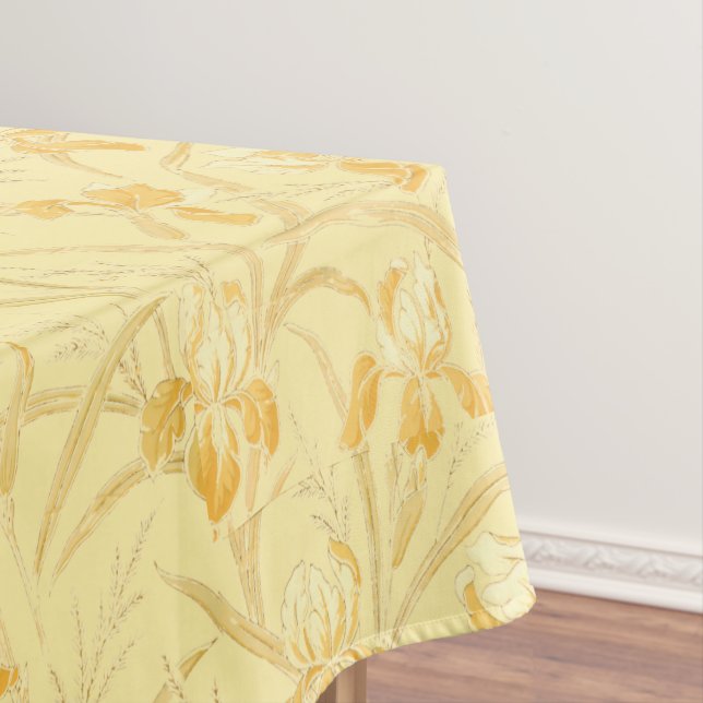 Victorian Era Art Nouveau Iris Floral Pattern Tablecloth (In Situ)