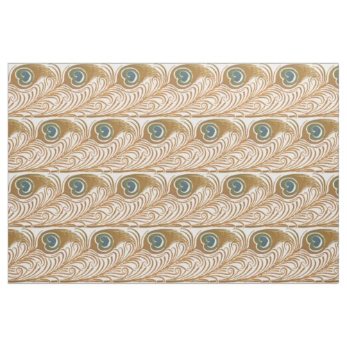 Victorian Era Art Nouveau Peacock Feather Pattern Fabric