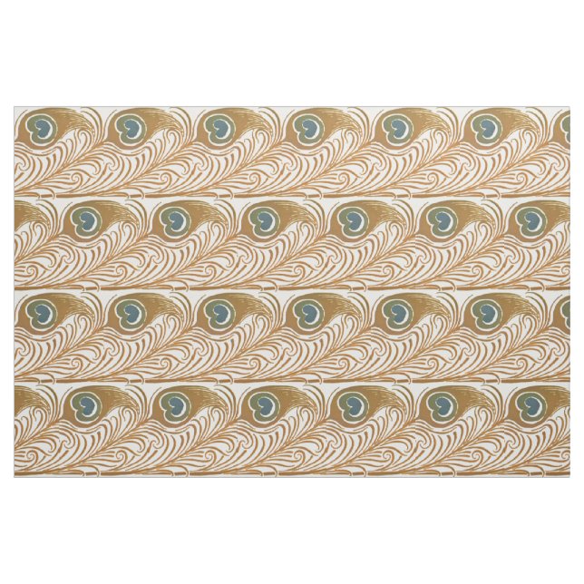 Victorian Era Art Nouveau Peacock Feather Pattern Fabric (Fat Quarter)