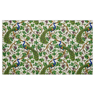 Victorian Era Art Nouveau Peacocks Grapevine Fabric