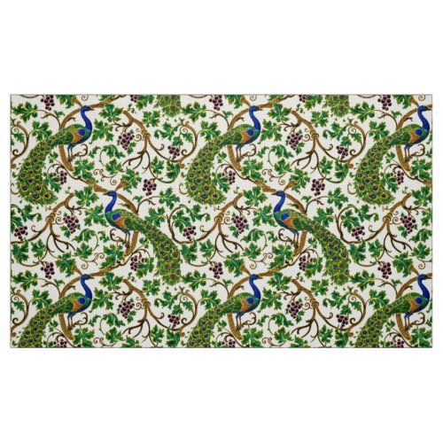 Victorian Era Art Nouveau Peacocks Grapevine Fabric