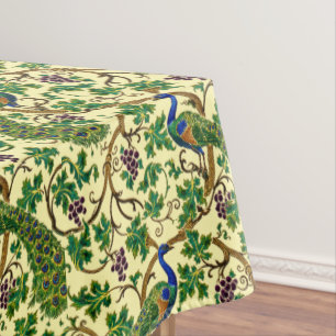 Victorian Era Art Nouveau Peacocks Grapevine Tablecloth