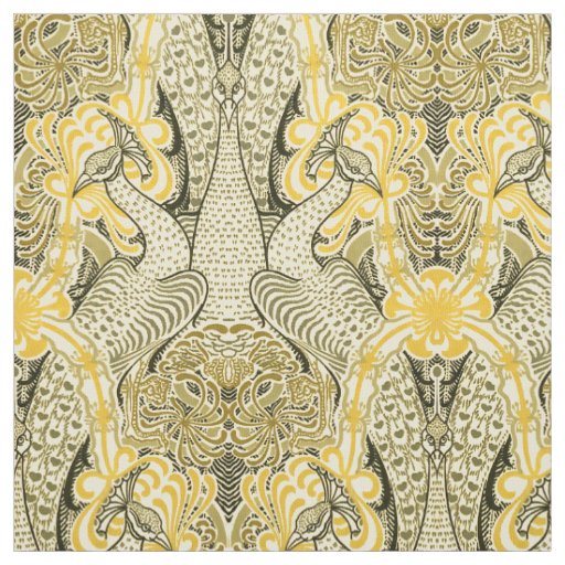 Victorian Era Art Nouveau Peacocks & Honeysuckle Fabric