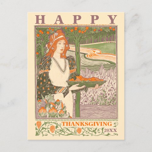 Victorian Era Art Nouveau Thanksgiving Holiday Postcard