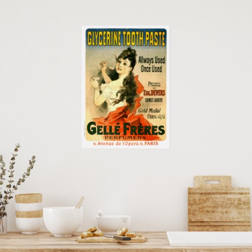 Victorian Era Art Nouveau Toothpaste Ad Poster