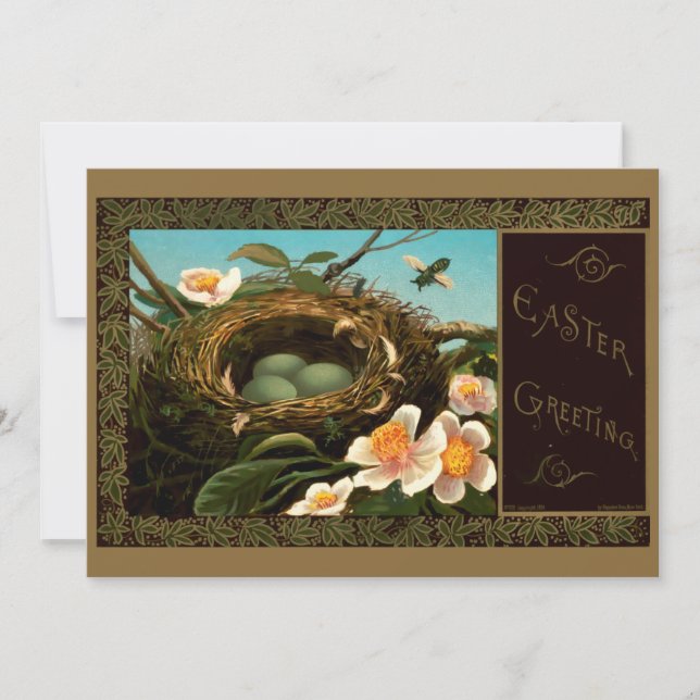 Victorian Era Bird's Nest Easter Holiday Card (Front)