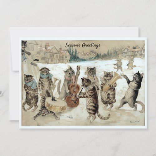 Victorian Era Caroling Cats by Louis Wain Holiday Card