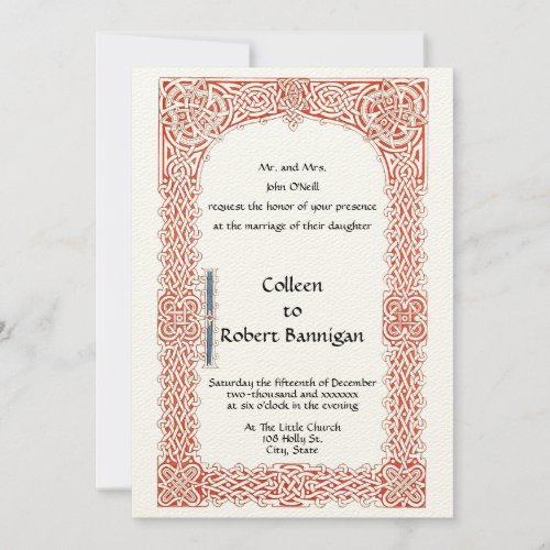 Victorian Era Celtic Knots Border Wedding Invitation