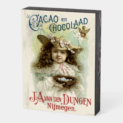 Victorian Era Chocolate Cocoa ad Wooden Box Sign