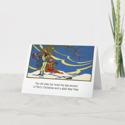 Victorian Era Christmas Bards Colorful Minstrels Holiday Card