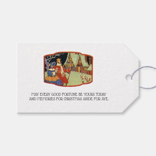 Victorian Era Christmas Good Fortune Holiday Garb Gift Tags