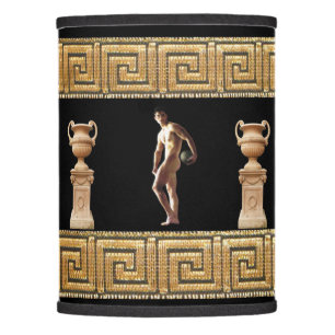 Victorian Era Discobolus with Greek Urns Lampshade