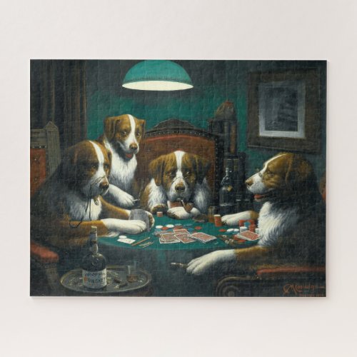 Victorian Era Dogs Playing Poker by Coolidge Jigsaw Puzzle