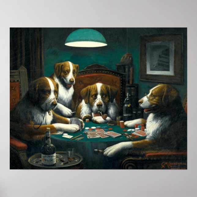 Victorian Era Dogs Playing Poker by Coolidge Poster (Front)