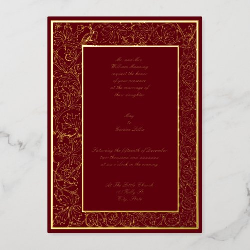 Victorian Era Doves On Floral Vine Border Foil Invitation